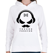 PRINTFASHION Techno forever - DJ - Női kapucnis pulóver - Fehér női pulóver, kardigán