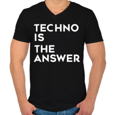 PRINTFASHION Techno is the answer! - Férfi V-nyakú póló - Fekete