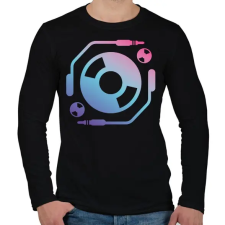 PRINTFASHION Techno - Lemezlovas - Férfi hosszú ujjú póló - Fekete férfi póló