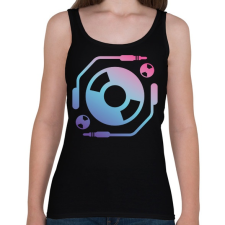 PRINTFASHION Techno - Lemezlovas - Női atléta - Fekete női trikó