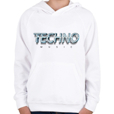 PRINTFASHION Techno music - Fémes - Gyerek kapucnis pulóver - Fehér