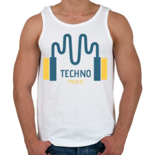PRINTFASHION Techno music -Fülhallgató - Férfi atléta - Fehér atléta, trikó