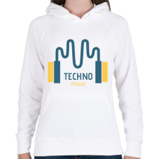 PRINTFASHION Techno music -Fülhallgató - Női kapucnis pulóver - Fehér női pulóver, kardigán