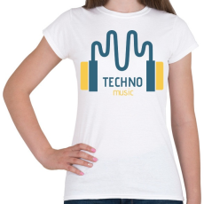 PRINTFASHION Techno music -Fülhallgató - Női póló - Fehér