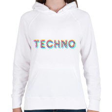 PRINTFASHION Techno - Női kapucnis pulóver - Fehér