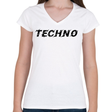 PRINTFASHION Techno - Női V-nyakú póló - Fehér női póló