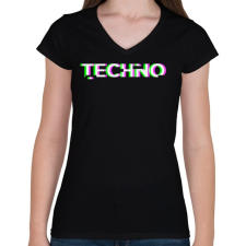 PRINTFASHION Techno - Női V-nyakú póló - Fekete női póló