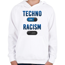 PRINTFASHION Techno On, Racism Off - Gyerek kapucnis pulóver - Fehér gyerek pulóver, kardigán