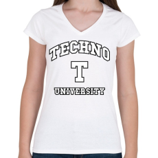 PRINTFASHION Techno University - Női V-nyakú póló - Fehér
