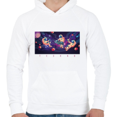 PRINTFASHION Techno - Űrhajós - Férfi kapucnis pulóver - Fehér