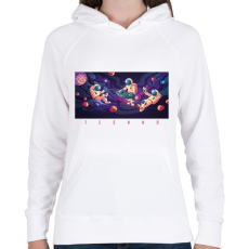 PRINTFASHION Techno - Űrhajós - Női kapucnis pulóver - Fehér