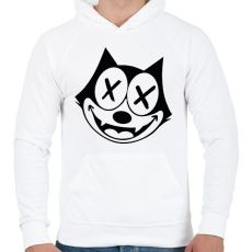 PRINTFASHION TechnoCat - Férfi kapucnis pulóver - Fehér