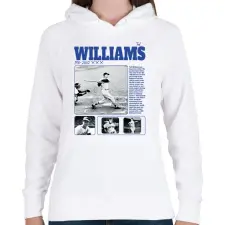 PRINTFASHION Ted Williams - baseball - Női kapucnis pulóver - Fehér női pulóver, kardigán