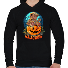 PRINTFASHION Teddy maci halloween - Férfi kapucnis pulóver - Fekete