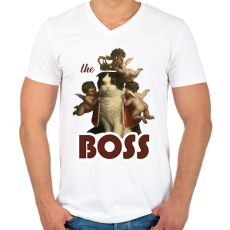 PRINTFASHION Teh boss - Cat - Férfi V-nyakú póló - Fehér