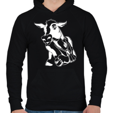 PRINTFASHION tehén - Férfi kapucnis pulóver - Fekete