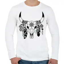 PRINTFASHION tehén koponya - Férfi hosszú ujjú póló - Fehér férfi póló