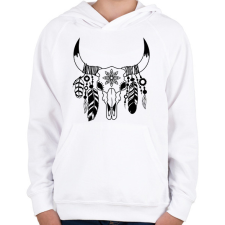 PRINTFASHION tehén koponya - Gyerek kapucnis pulóver - Fehér gyerek pulóver, kardigán