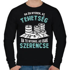PRINTFASHION Tehetség, szerencse - Férfi pulóver - Fekete