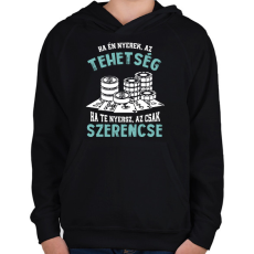 PRINTFASHION Tehetség, szerencse - Gyerek kapucnis pulóver - Fekete