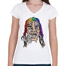 PRINTFASHION Tekashi69 - Női V-nyakú póló - Fehér női póló