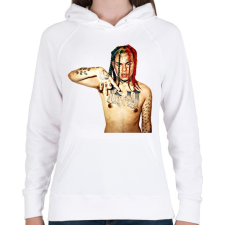 PRINTFASHION Tekashi - Női kapucnis pulóver - Fehér női pulóver, kardigán