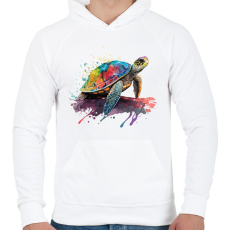 PRINTFASHION teknős béka - Férfi kapucnis pulóver - Fehér