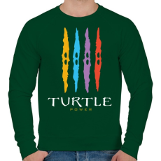 PRINTFASHION Teknős erő - Férfi pulóver - Sötétzöld