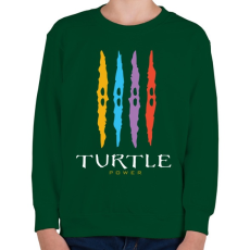PRINTFASHION Teknős erő - Gyerek pulóver - Sötétzöld