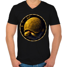 PRINTFASHION teknős - Férfi V-nyakú póló - Fekete férfi póló
