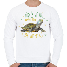 PRINTFASHION Teknős nélkül lehet élni, de minek? - Férfi pulóver - Fehér férfi pulóver, kardigán