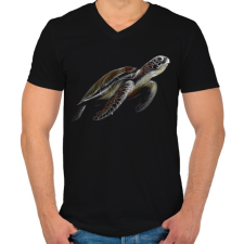 PRINTFASHION Teknős portré - Férfi V-nyakú póló - Fekete férfi póló