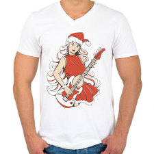 PRINTFASHION Télanyó gitárral - Férfi V-nyakú póló - Fehér férfi póló