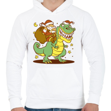 PRINTFASHION Télapó dínó háton - Férfi kapucnis pulóver - Fehér férfi pulóver, kardigán