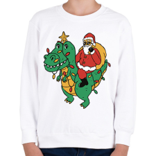 PRINTFASHION Télapó dínó háton - Gyerek pulóver - Fehér gyerek pulóver, kardigán