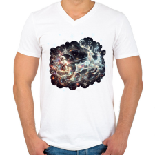 PRINTFASHION Télapó érkezik a rénszarvasos szánjával - Férfi V-nyakú póló - Fehér férfi póló