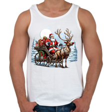 PRINTFASHION Télapó és Rudolf, a piros orrú rénszarvas - Férfi atléta - Fehér női trikó