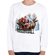 PRINTFASHION Télapó és Rudolf, a piros orrú rénszarvas - Gyerek pulóver - Fehér gyerek pulóver, kardigán