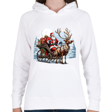 PRINTFASHION Télapó és Rudolf, a piros orrú rénszarvas - Női kapucnis pulóver - Fehér női pulóver, kardigán