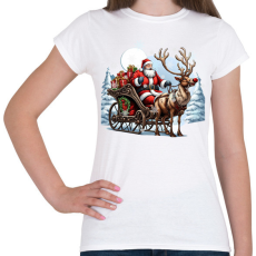 PRINTFASHION Télapó és Rudolf, a piros orrú rénszarvas - Női póló - Fehér