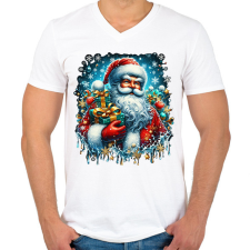 PRINTFASHION Télapó - Férfi V-nyakú póló - Fehér férfi póló