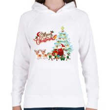 PRINTFASHION Télapó - Női kapucnis pulóver - Fehér női pulóver, kardigán