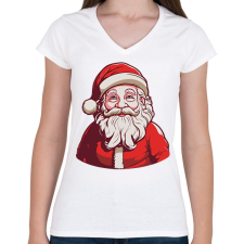 PRINTFASHION Télapó - Női V-nyakú póló - Fehér női póló