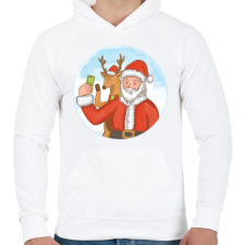 PRINTFASHION Télapó szelfi - Férfi kapucnis pulóver - Fehér férfi pulóver, kardigán