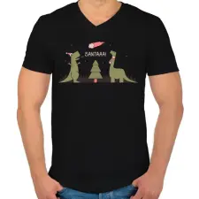 PRINTFASHION Télapóóó - Férfi V-nyakú póló - Fekete férfi póló