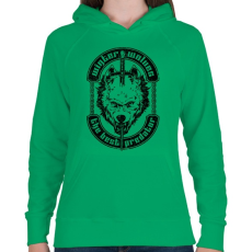 PRINTFASHION Télen a farkasok a legjobb ragadozók - Női kapucnis pulóver - Zöld