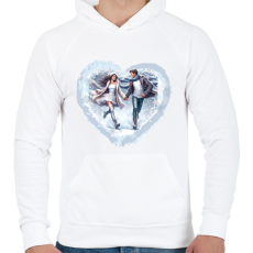 PRINTFASHION Téli szerelem - Férfi kapucnis pulóver - Fehér