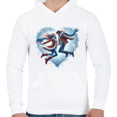 PRINTFASHION Téli szerelem - Férfi kapucnis pulóver - Fehér