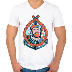 PRINTFASHION Tengerész - Férfi V-nyakú póló - Fehér