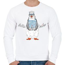 PRINTFASHION Tengerész Pingvin - Férfi pulóver - Fehér férfi pulóver, kardigán